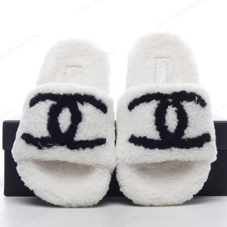 Cheap Shoes Chanel Slippers ‘White Black’