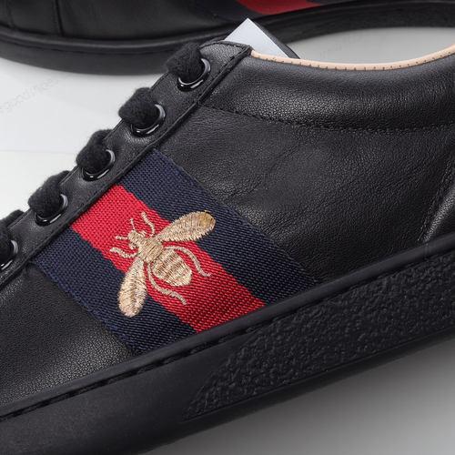 Cheap Shoes Gucci ACE Embroidered Black Red 429446 A38G0 1284